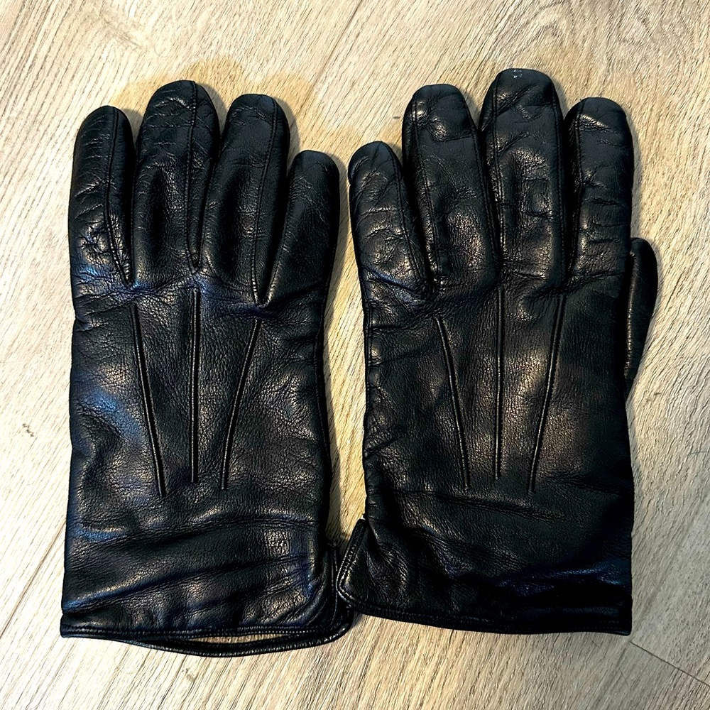 Cashmere-lined Leather Men’s Gloves - Size 9 - Black